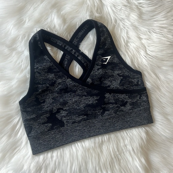GYMSHARK CAMO BLACK SPORTS OG SPORTS BRA - Picture 4 of 7